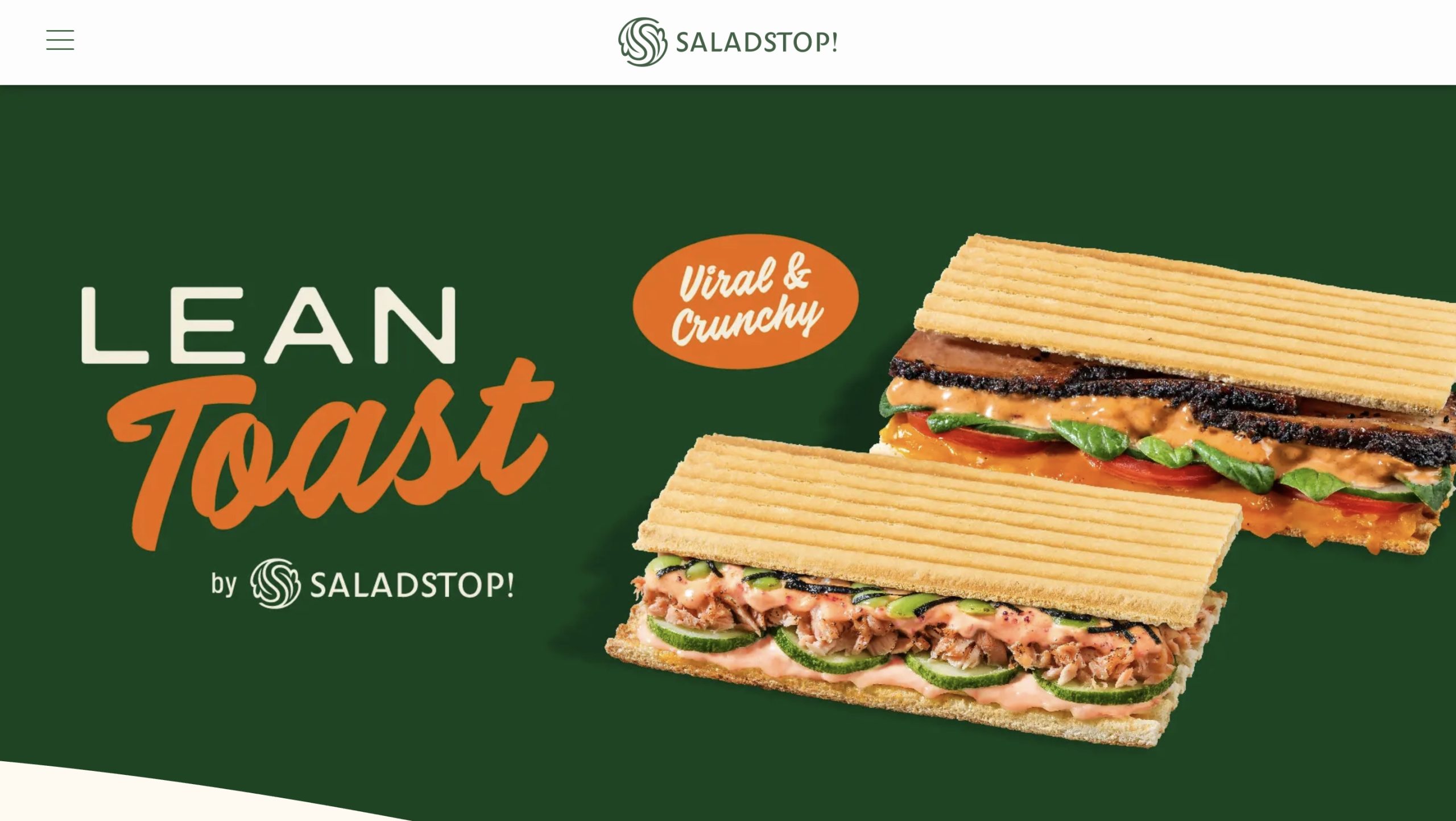 tampilan homepage website salad stop