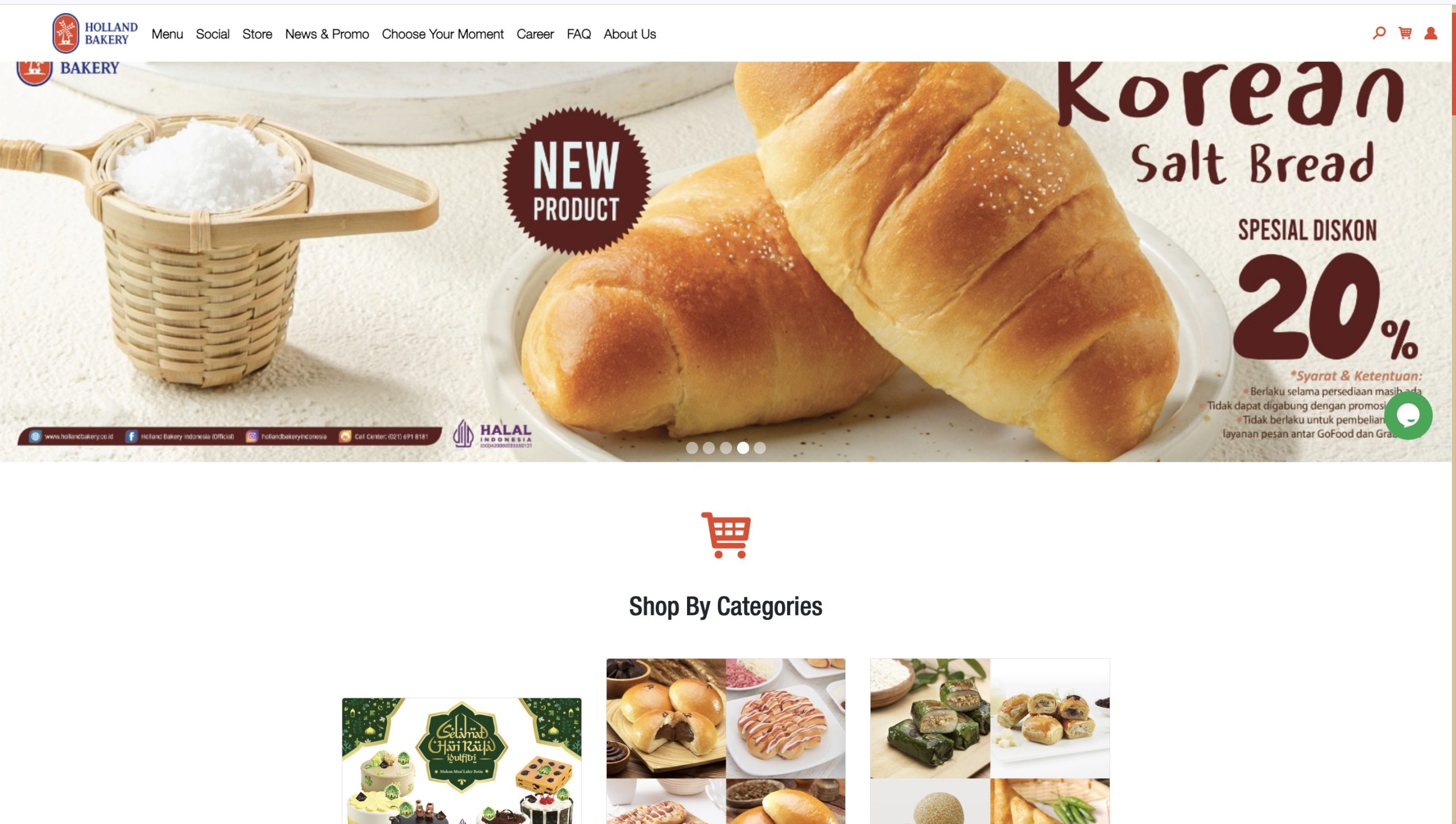 tampilan homepage holland bakery