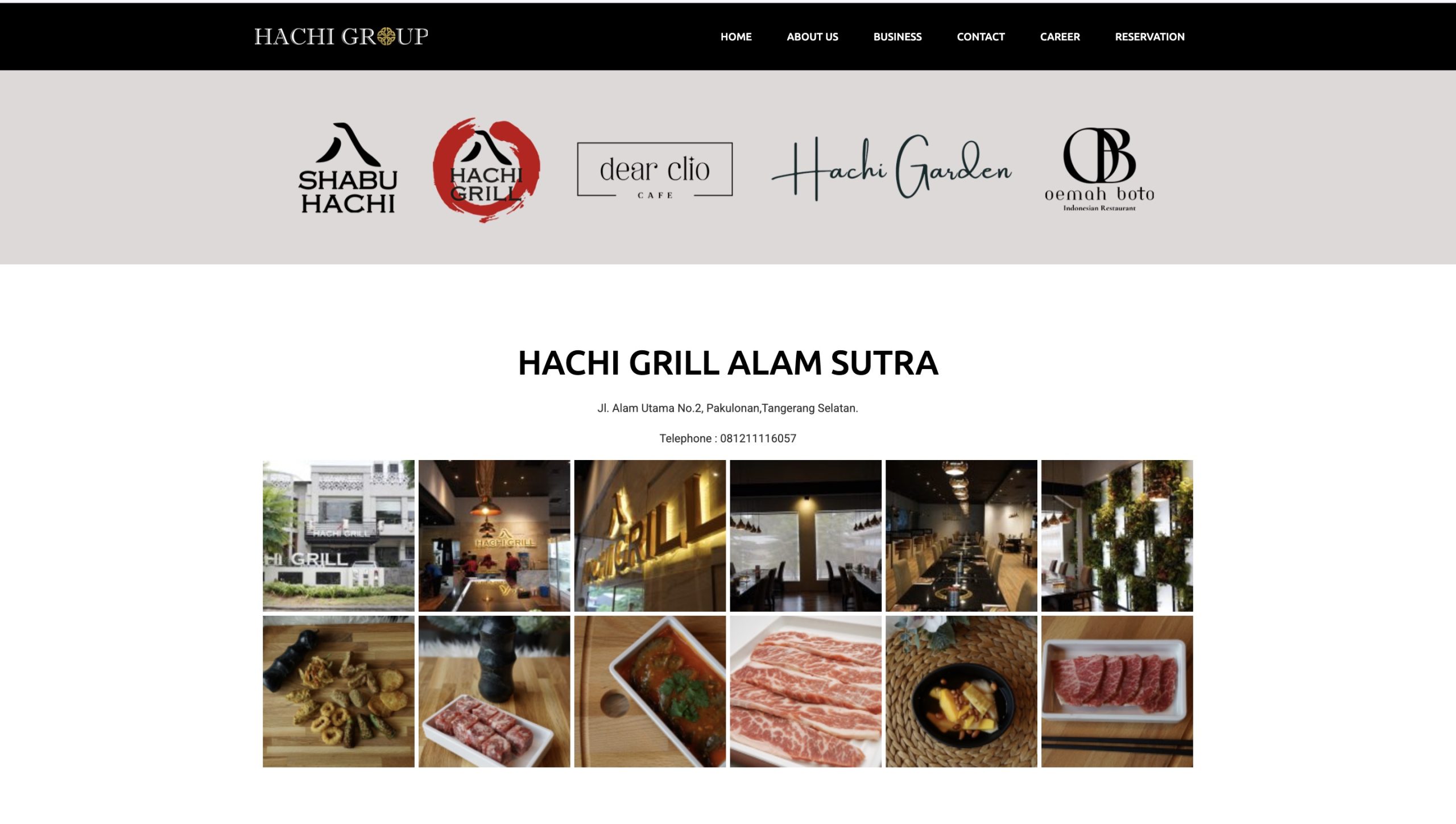 tampilan homepage hachi grill