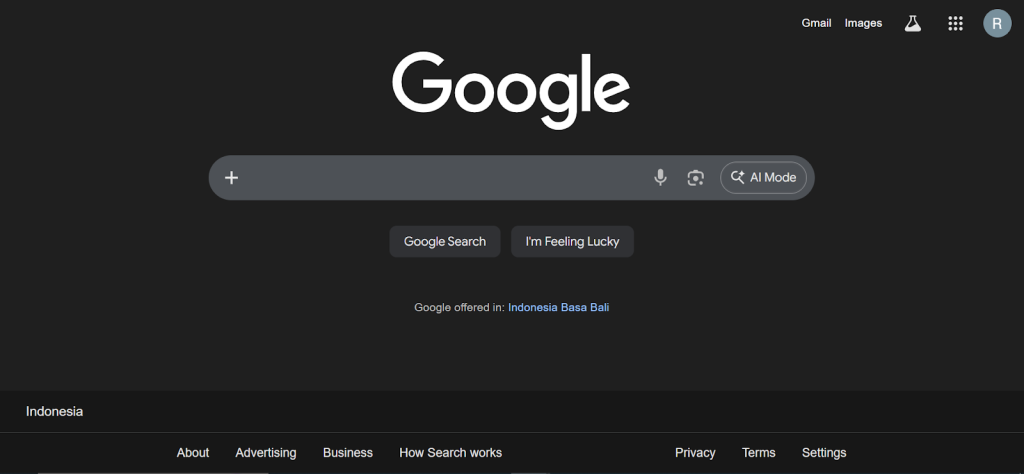 tampilan homepage website google