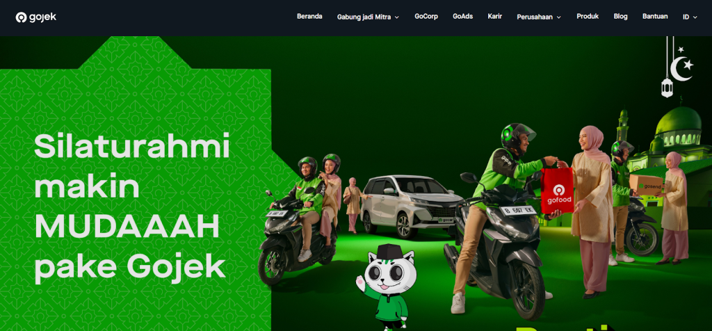 tampilan homepage website gojek